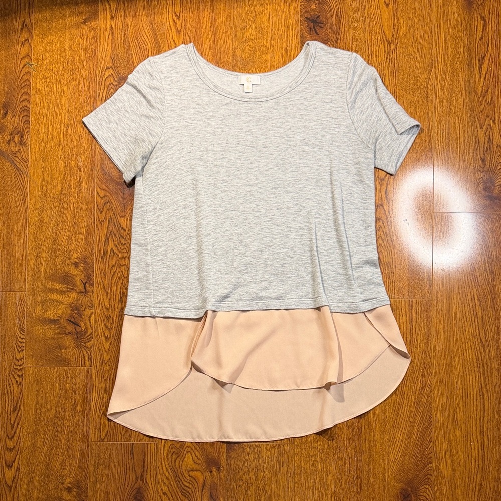 Gray and Cream Layered Women's Top